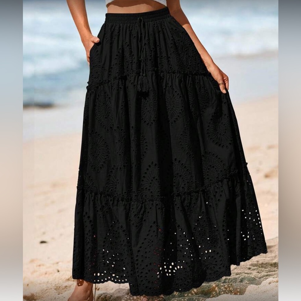 Stunning Black EyeleMaxi Skirt